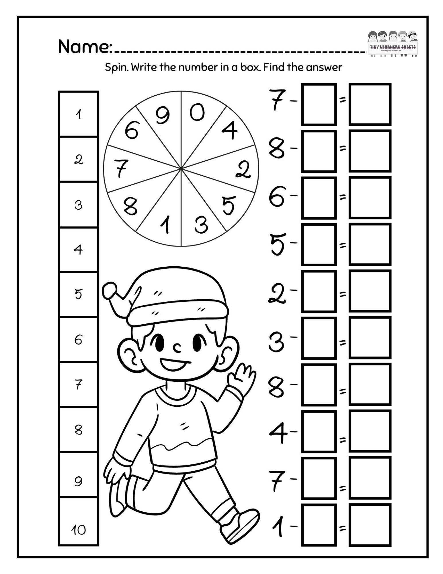 Spin and Subtract Worksheet